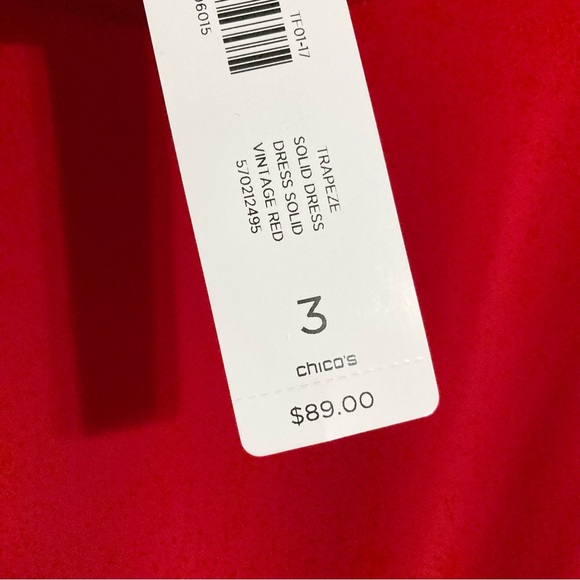 NWT Chico’s Red Swing Dress Size 3 - Picture 4 of 10